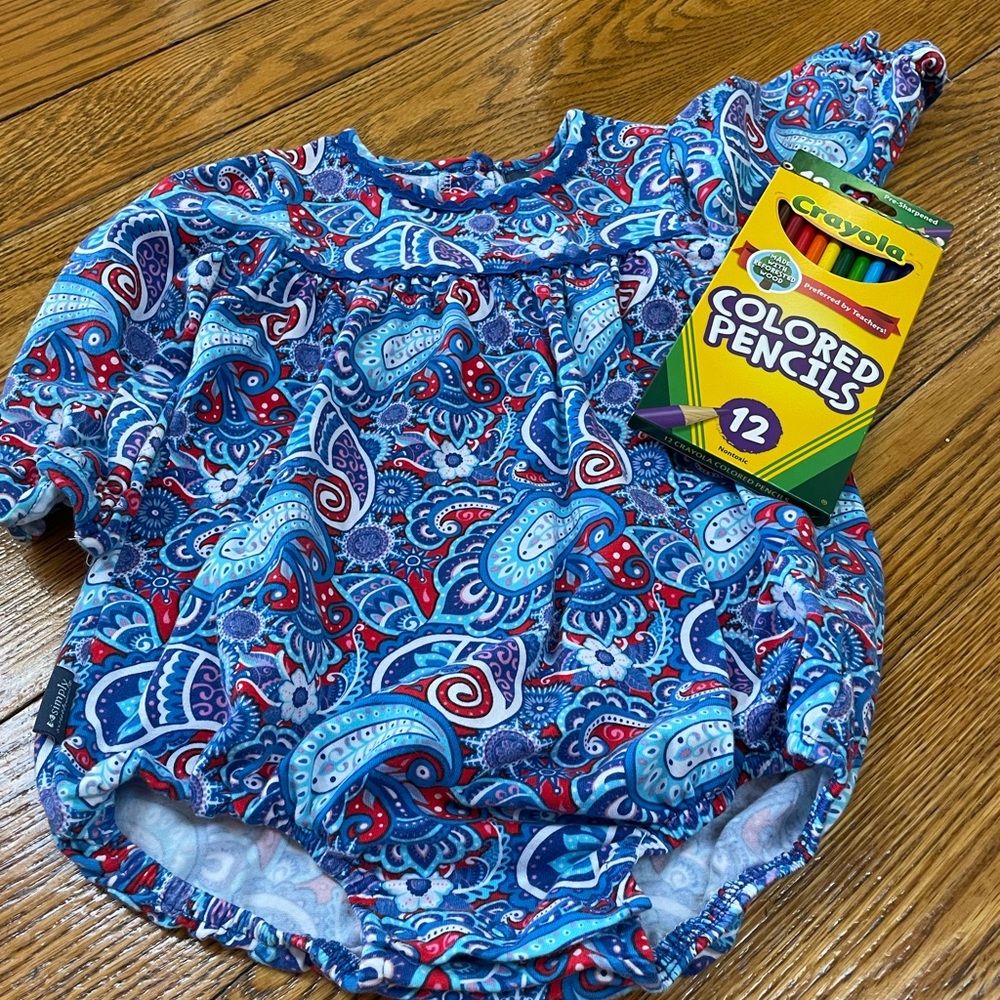 Simply Southern long sleeve bubble suit, red, white & blue.  Size 18-24 Months.